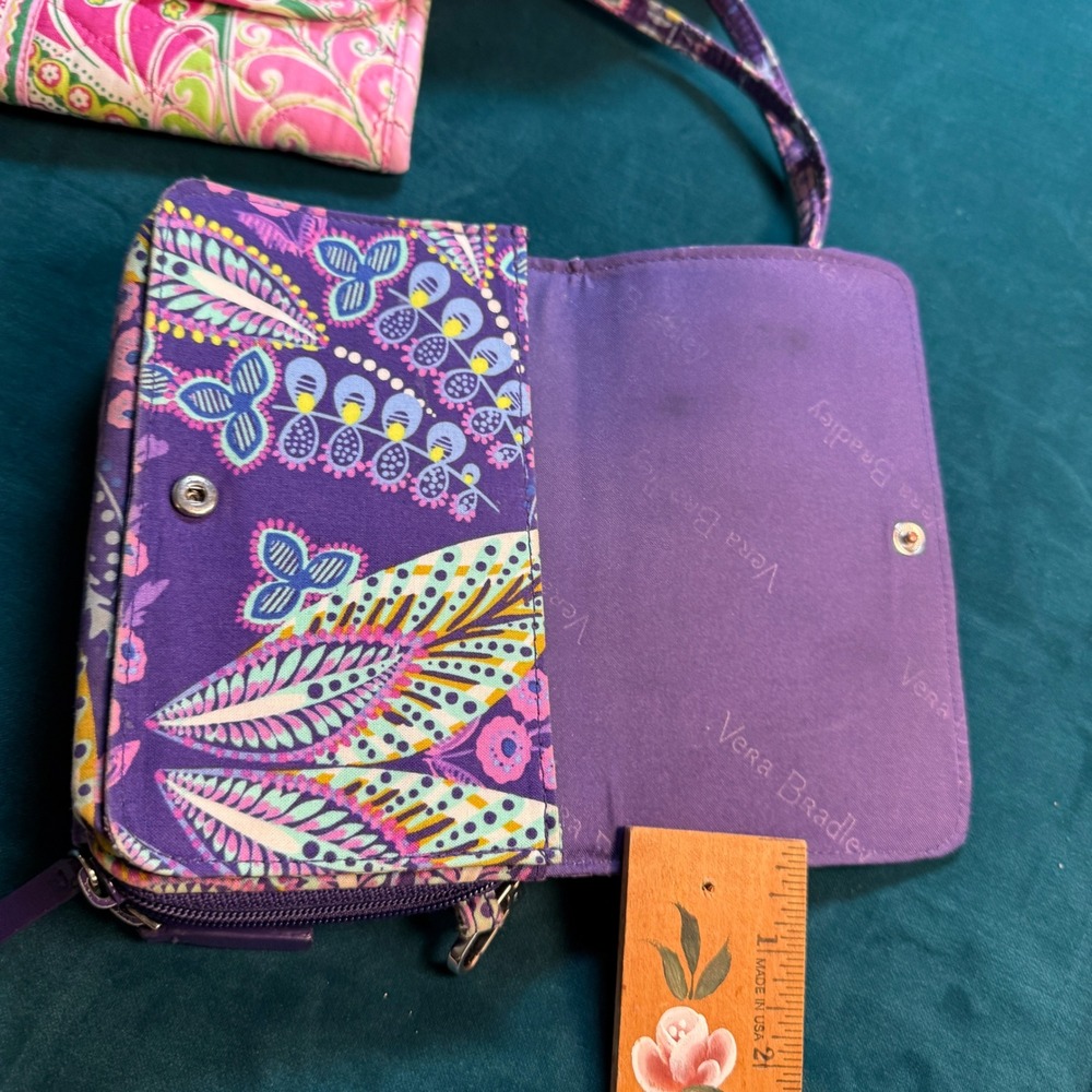 Vera Bradley Purple Paisley Crossbody Wallet Organizer Bag Lot of 3 Bundle Quilt - Picture 10 of 16